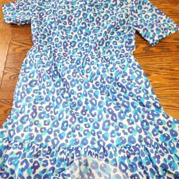 Vilagallo Eveline Midi Dress Blue Leopard Button Down Shirtdress Lined Size 46 ( - Picture 4 of 4